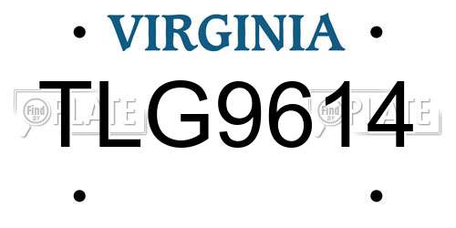 TLG9614 Virginia License Plate