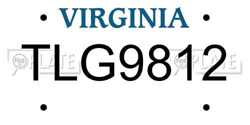 TLG9812 Virginia License Plate