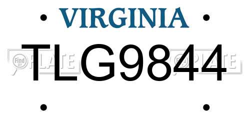 TLG9844 Virginia License Plate
