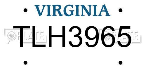 TLH3965 Virginia License Plate