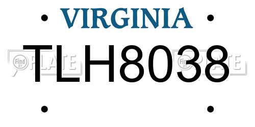 TLH8038 Virginia License Plate