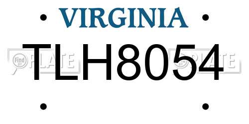TLH8054 Virginia License Plate