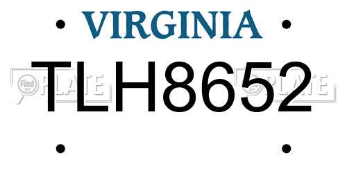 TLH8652 Virginia License Plate