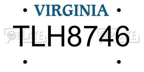 TLH8746 Virginia License Plate