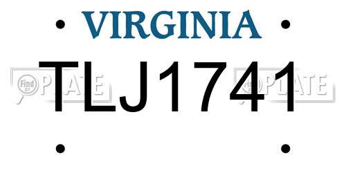 TLJ1741 Virginia License Plate