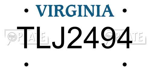 TLJ2494 Virginia License Plate