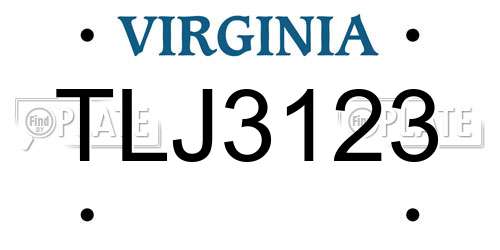 TLJ3123 Virginia License Plate