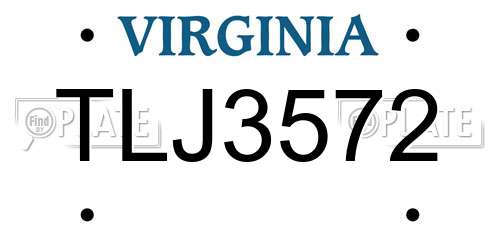TLJ3572 Virginia License Plate