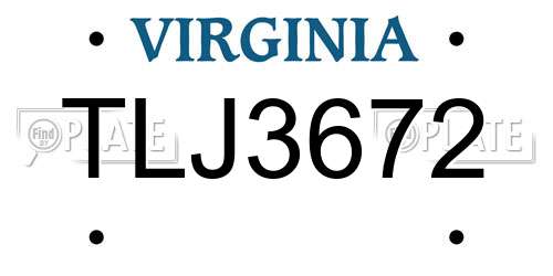 TLJ3672 Virginia License Plate