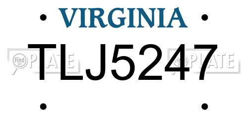 TLJ5247 Virginia License Plate
