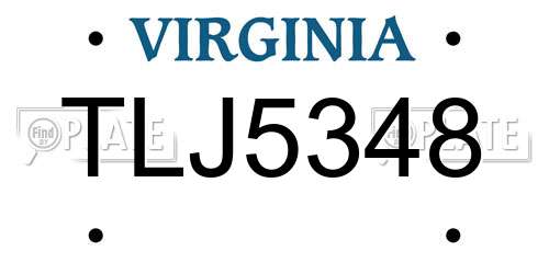 TLJ5348 Virginia License Plate