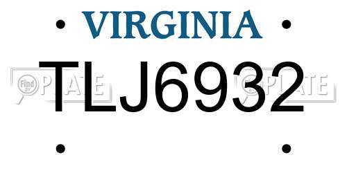 TLJ6932 Virginia License Plate
