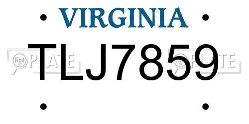 TLJ7859 Virginia License Plate