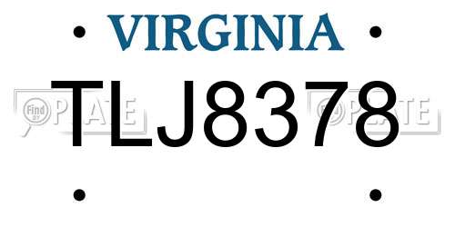TLJ8378 Virginia License Plate