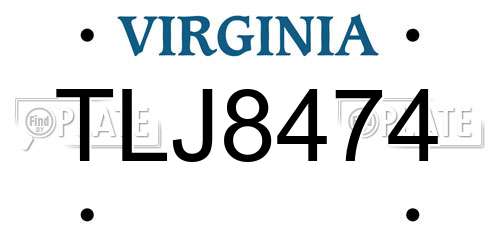 TLJ8474 Virginia License Plate