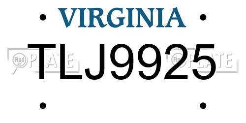TLJ9925 Virginia License Plate