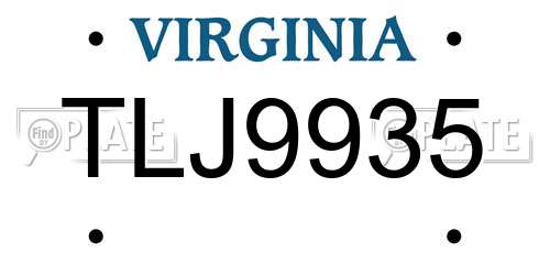 TLJ9935 Virginia License Plate