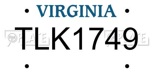 TLK1749 Virginia License Plate