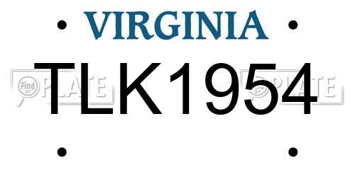 TLK1954 Virginia License Plate