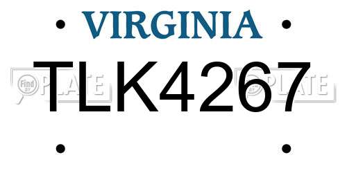 TLK4267 Virginia License Plate