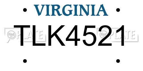 TLK4521 Virginia License Plate