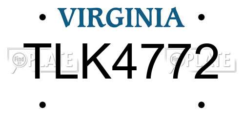TLK4772 Virginia License Plate
