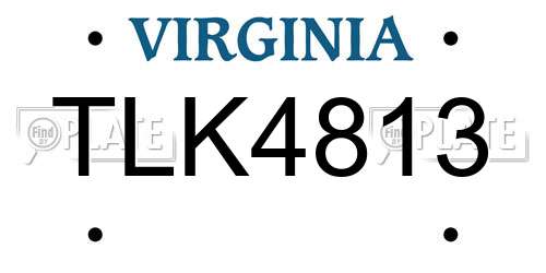 TLK4813 Virginia License Plate