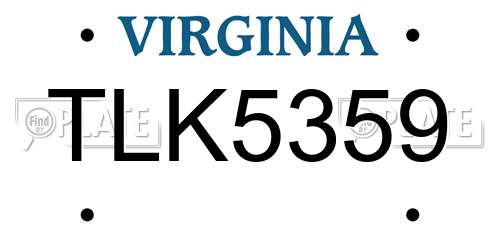 TLK5359 Virginia License Plate