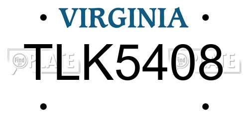 TLK5408 Virginia License Plate