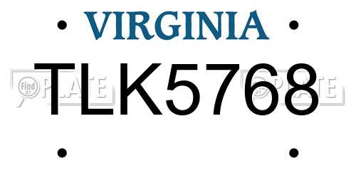 TLK5768 Virginia License Plate