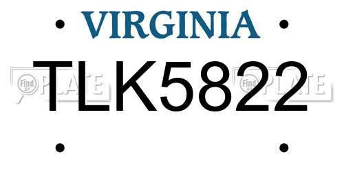 TLK5822 Virginia License Plate