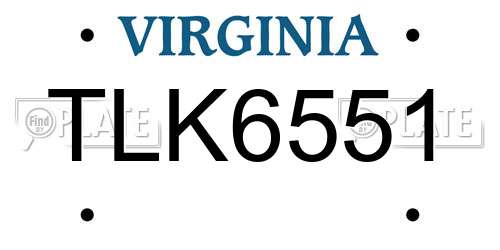 TLK6551 Virginia License Plate