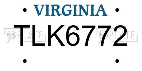 TLK6772 Virginia License Plate