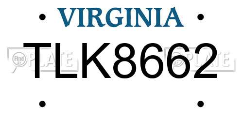 TLK8662 Virginia License Plate