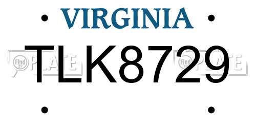 TLK8729 Virginia License Plate