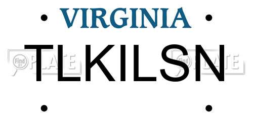 TLKILSN Virginia License Plate