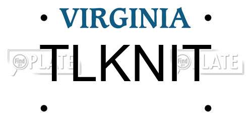 TLKNIT Virginia License Plate