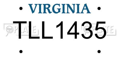 TLL1435 Virginia License Plate