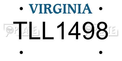 TLL1498 Virginia License Plate