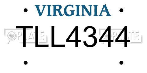 TLL4344 Virginia License Plate