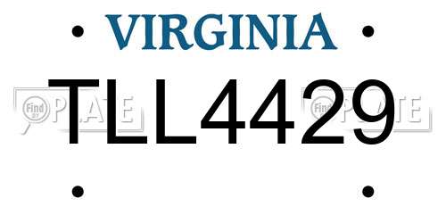 TLL4429 Virginia License Plate