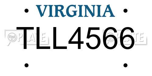 TLL4566 Virginia License Plate