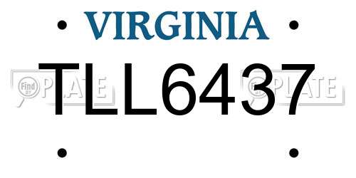 TLL6437 Virginia License Plate