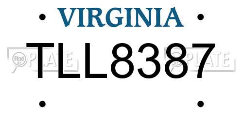 TLL8387 Virginia License Plate