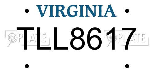 TLL8617 Virginia License Plate