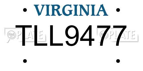 TLL9477 Virginia License Plate