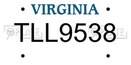TLL9538 Virginia License Plate