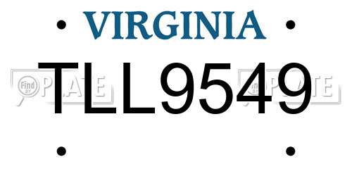 TLL9549 Virginia License Plate