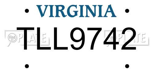 TLL9742 Virginia License Plate