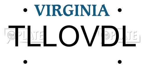 TLLOVDL Virginia License Plate